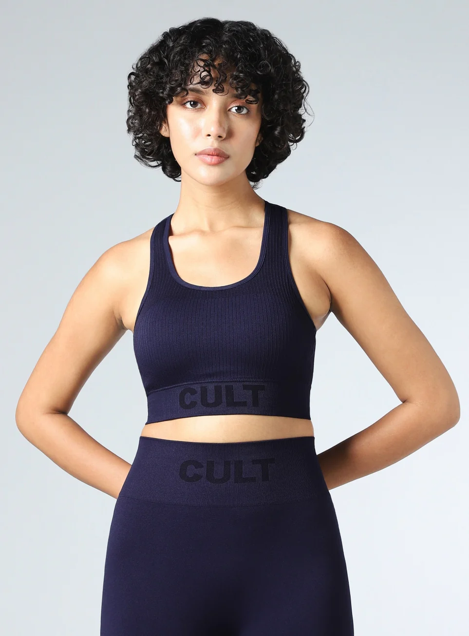 Women's Navy Powerflow Medium Support Seamless Bra - Image 4