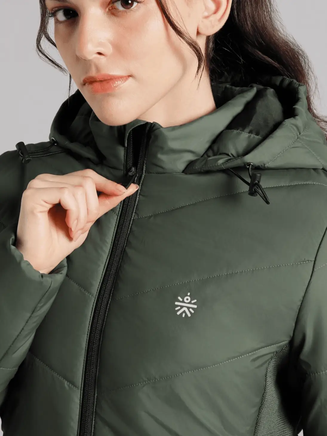 Women's Olive Puffer Jacket - Image 11
