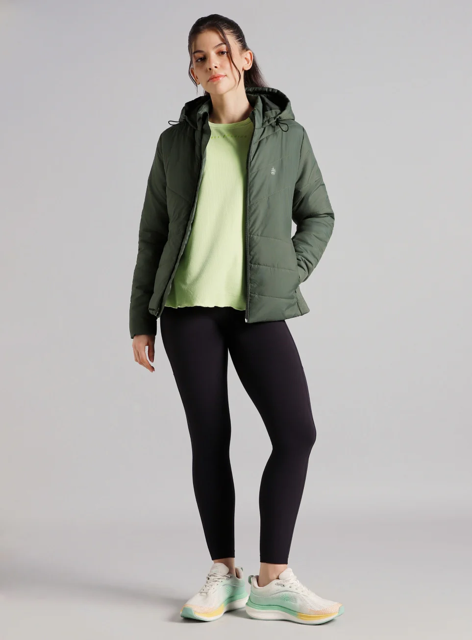 Women's Olive Puffer Jacket - Image 2