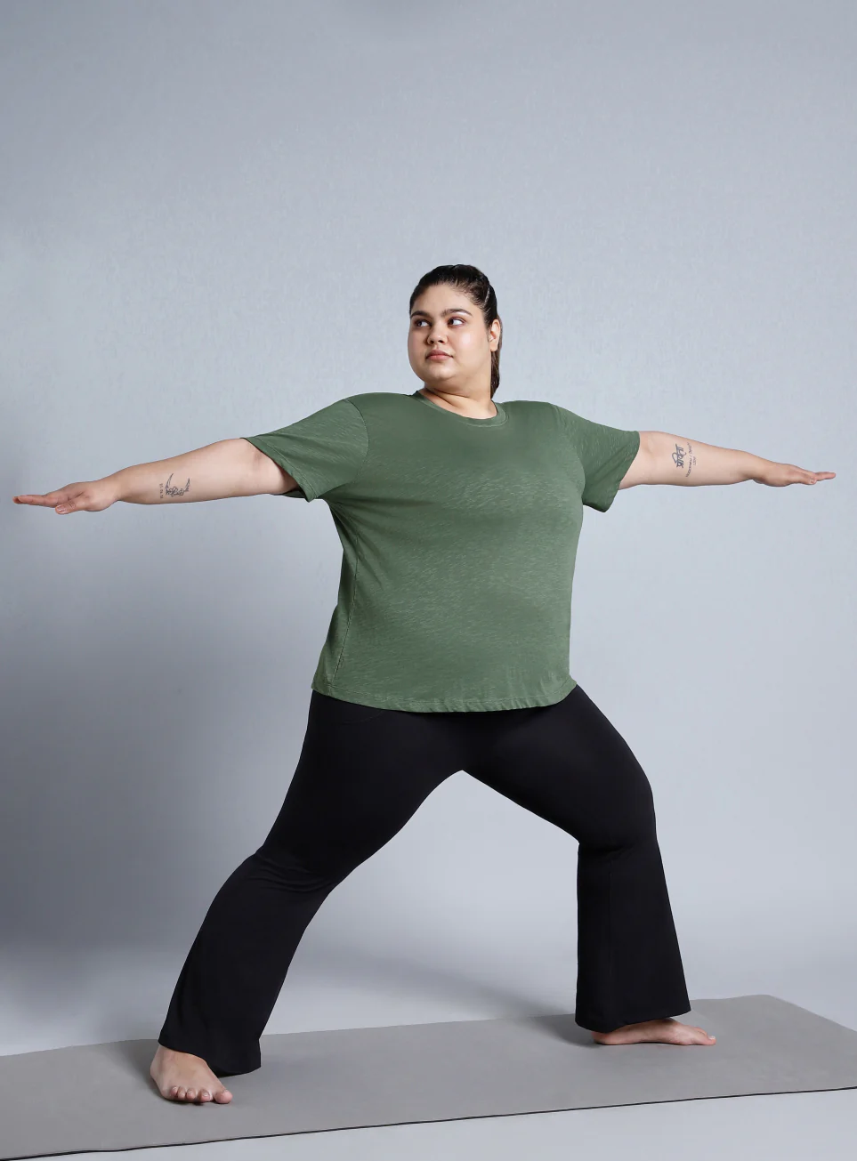 Women's Olive Yoga Flow Plus Size T-shirt - Image 2