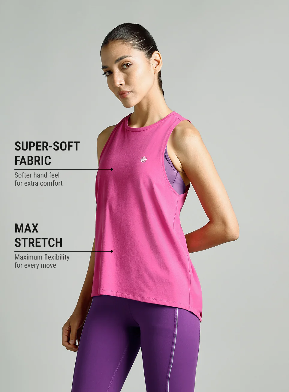 Women's Pink Back Tie- up Flow Yoga Tank - Image 5