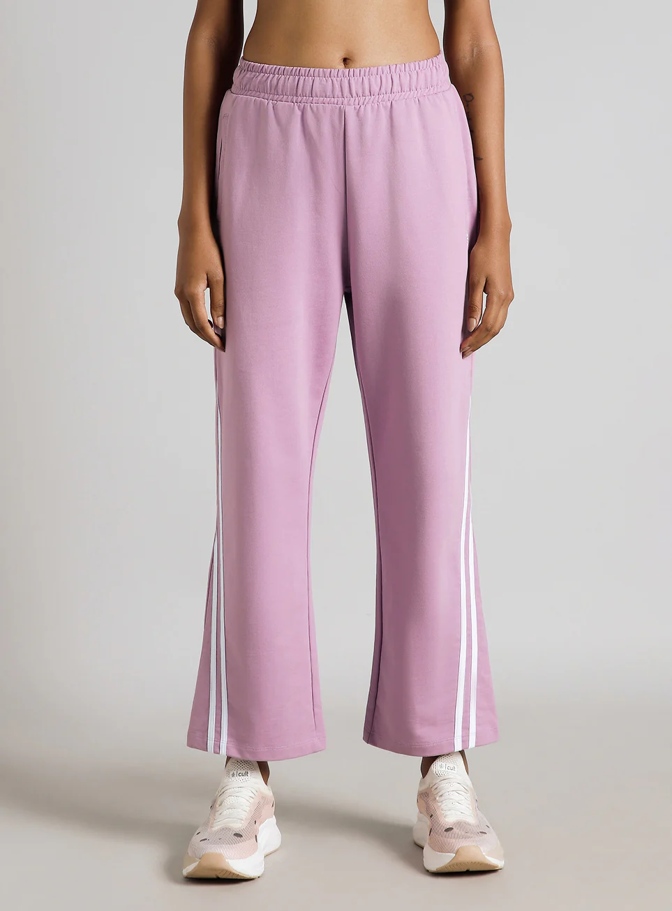 Women's Pink Contrast Edge Straight Fit Trackpants - Image 4