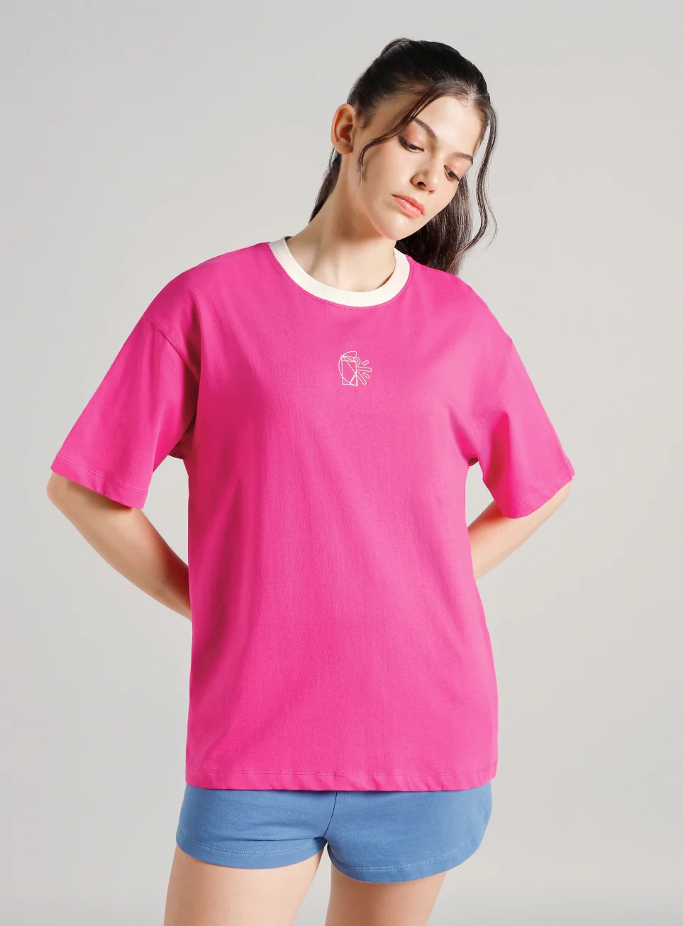 Women's Pink Cult Logomania Print Oversized Fit T-shirt