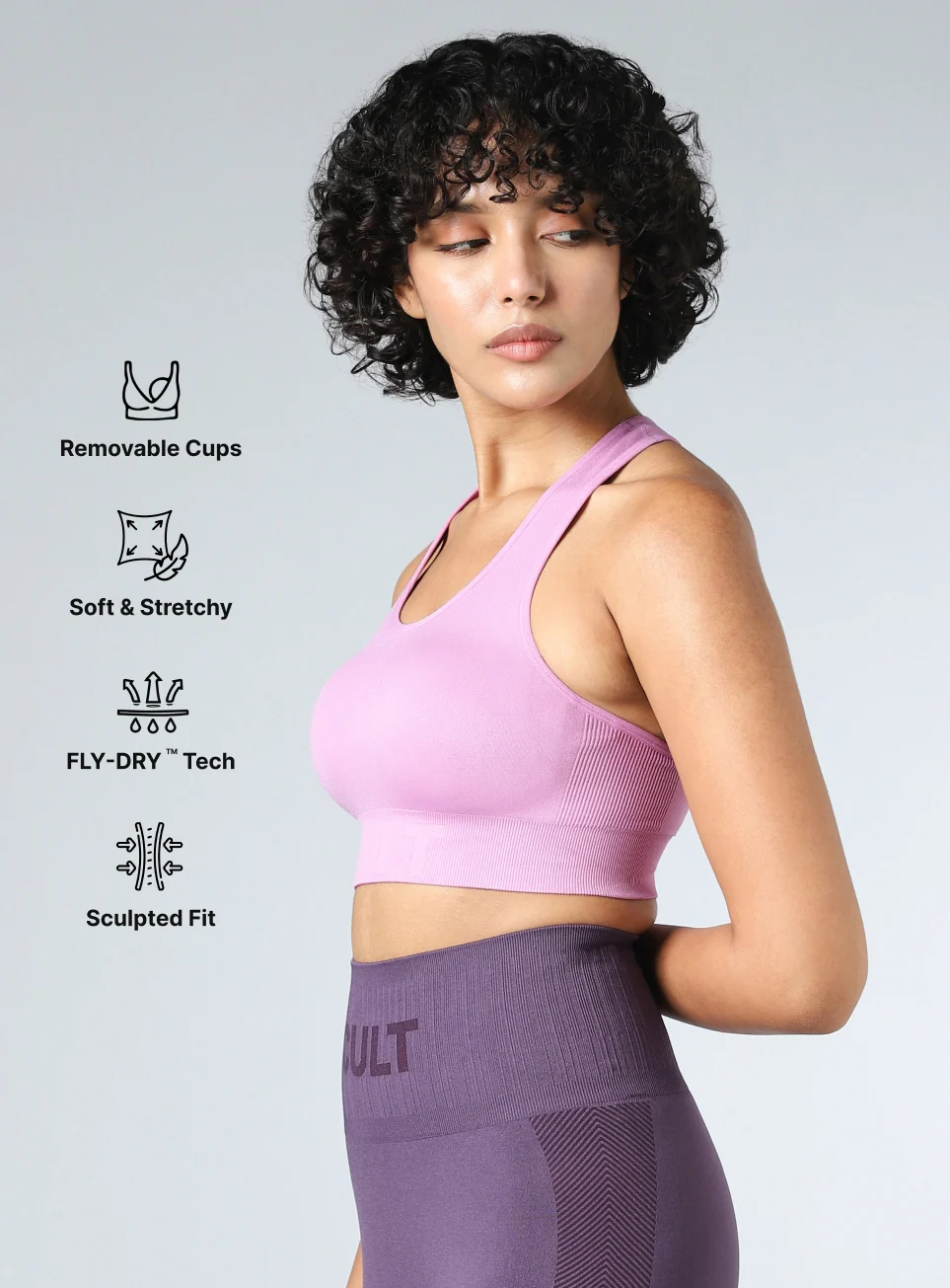 Women's Pink Motion Flow Medium Support Seamless Bra - Image 5