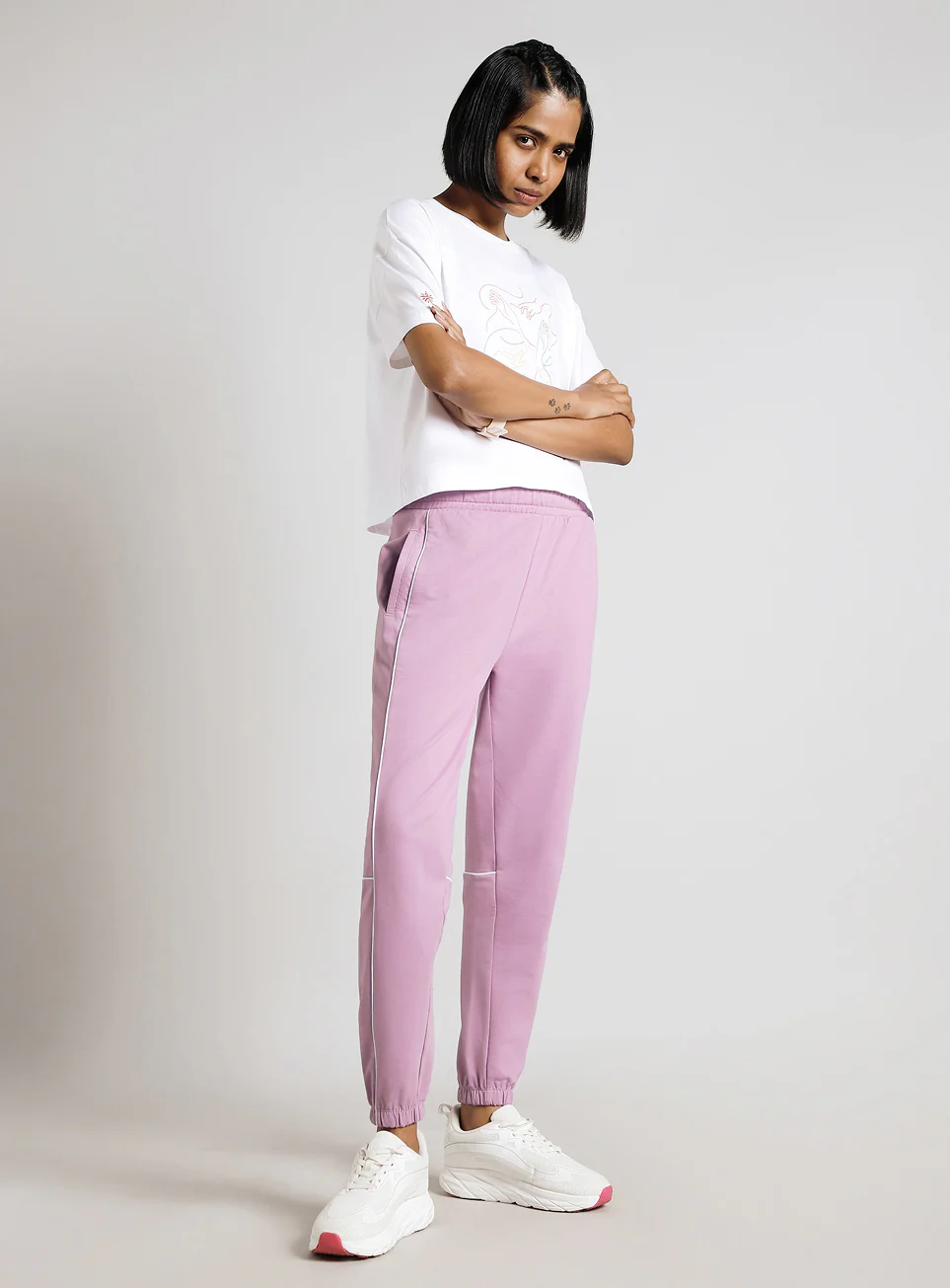 Women's Pink Panel Highlight Joggers - Image 2