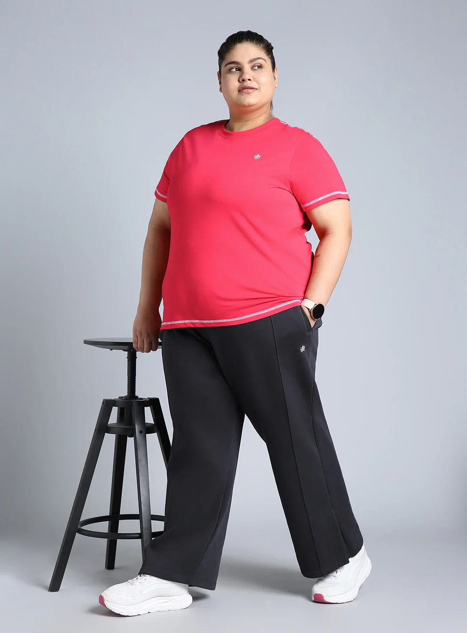 Women's Pink Plus Size Back Vent Athleisure Tee - Image 3