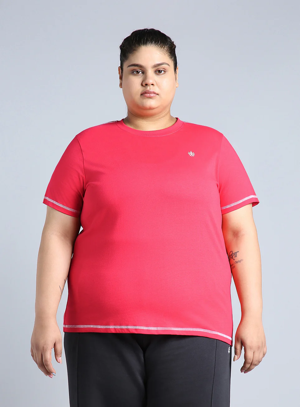 Women's Pink Plus Size Back Vent Athleisure Tee - Image 4