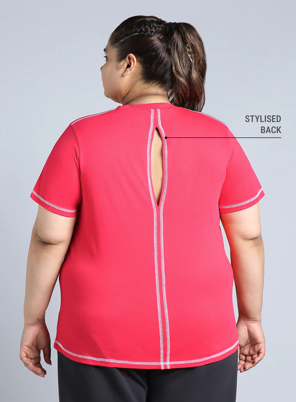 Women's Pink Plus Size Back Vent Athleisure Tee - Image 6