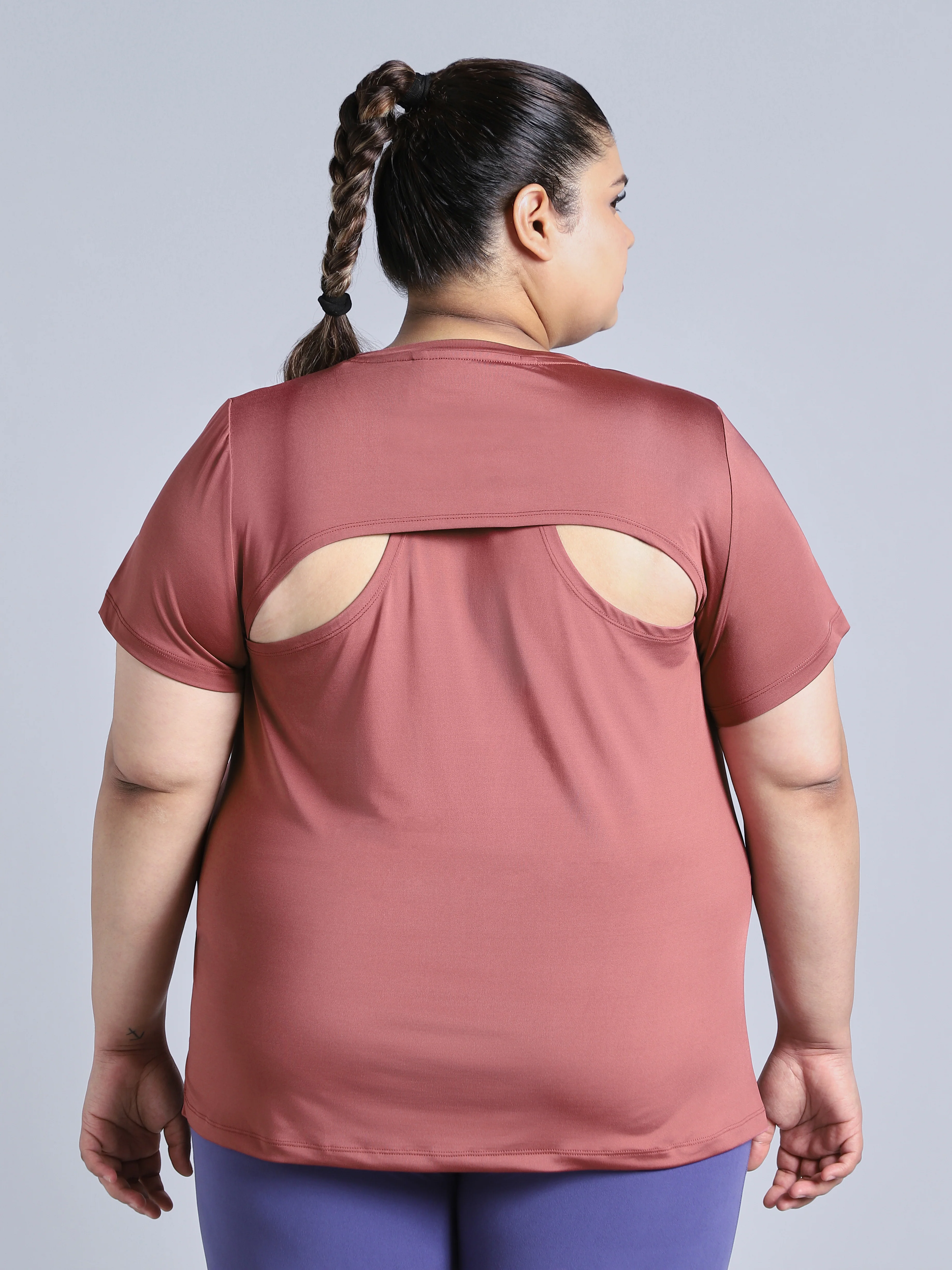 Women's Pink Plus Size Back Vent Training Tee