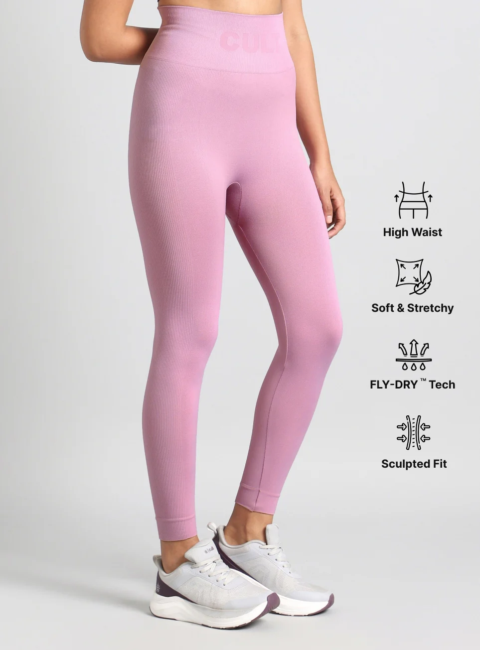 Women's Pink Swift Form Seamless Tights - Image 5