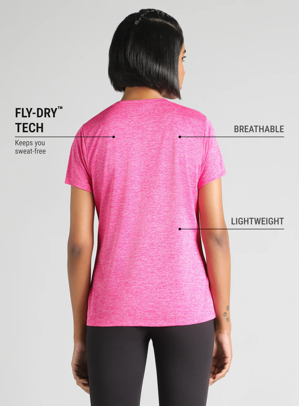 Women's Pink Textured Active T-Shirt - Image 6