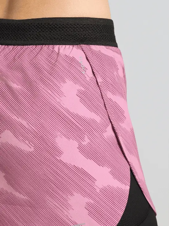 Women's Pink Urban Camo Shorts with Inbuilt Tights - Image 9