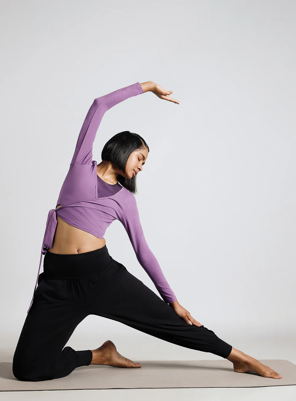 Women's Purple Back Wrap Around Flow Yoga Tank - Image 2