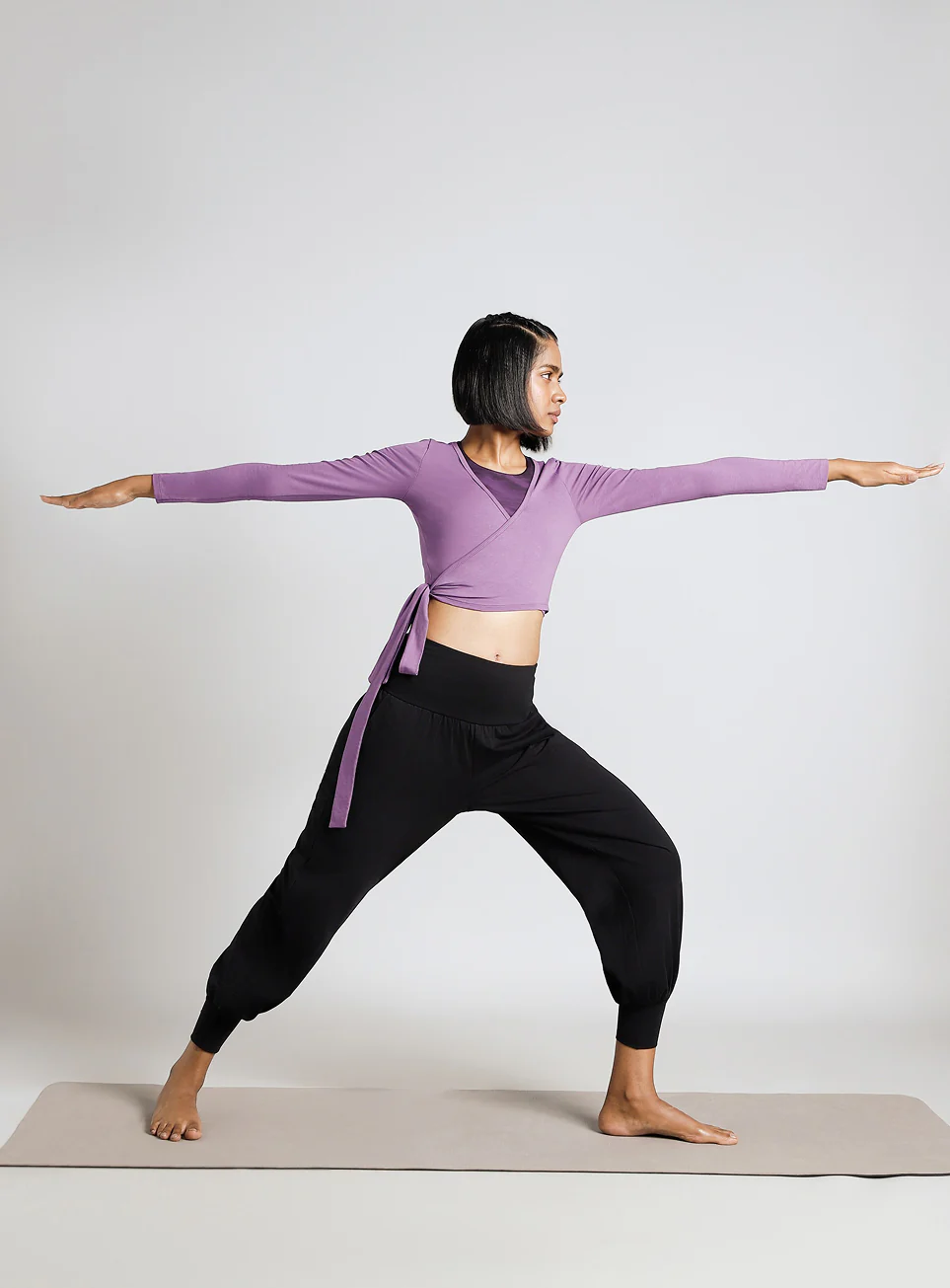 Women's Purple Back Wrap Around Flow Yoga Tank - Image 3