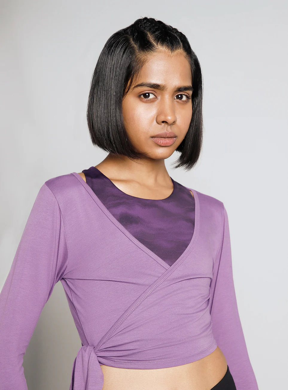 Women's Purple Back Wrap Around Flow Yoga Tank - Image 7
