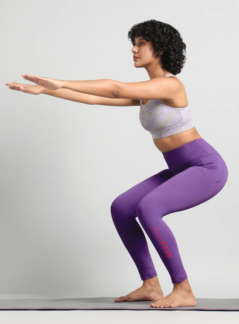 Women's Purple Breathe In-Out Yoga Cotton Tights - Image 2