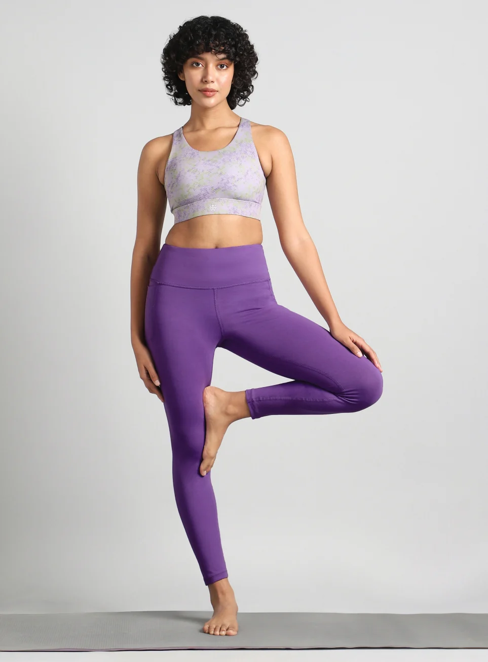 Women's Purple Breathe In-Out Yoga Cotton Tights - Image 3