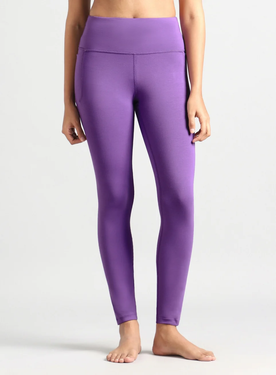 Women's Purple Breathe In-Out Yoga Cotton Tights - Image 4