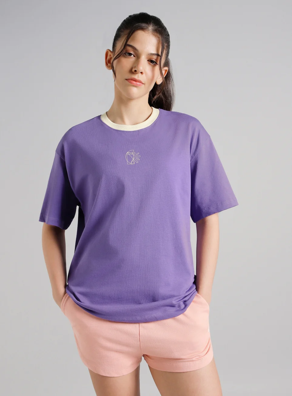 Women's Purple Cult Logomania Print Oversized Fit T-shirt