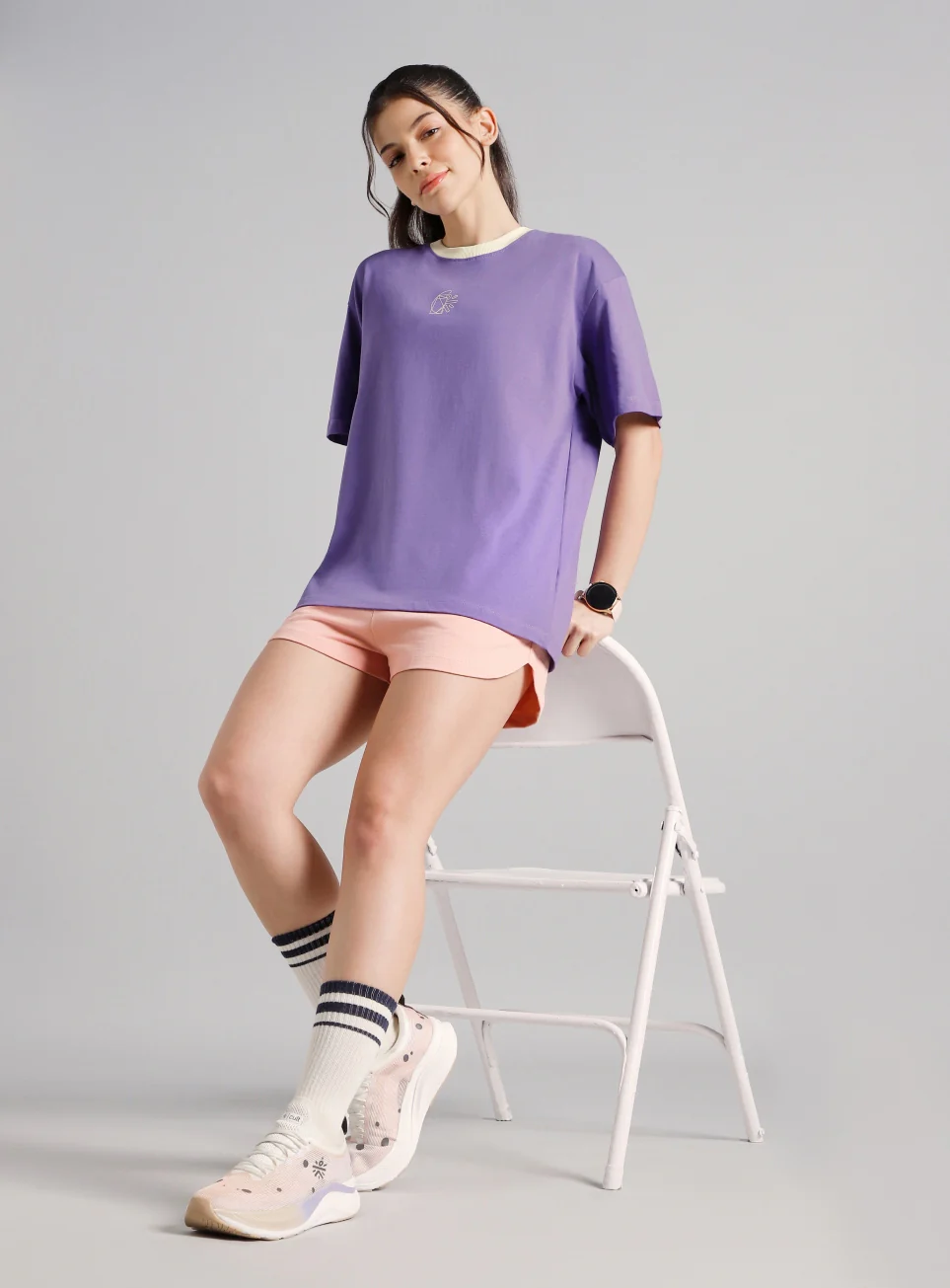 Women's Purple Cult Logomania Print Oversized Fit T-shirt - Image 3