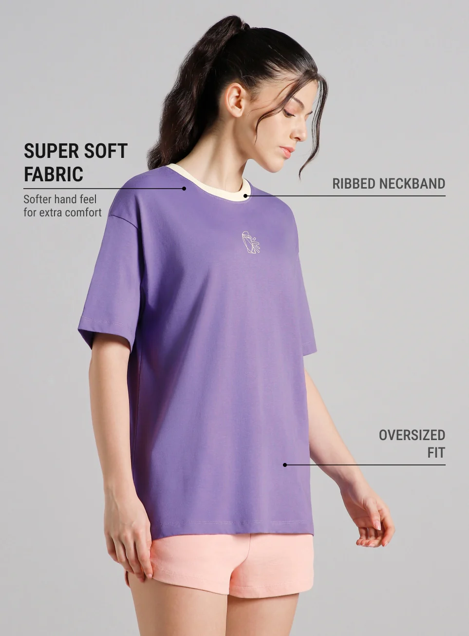 Women's Purple Cult Logomania Print Oversized Fit T-shirt - Image 5