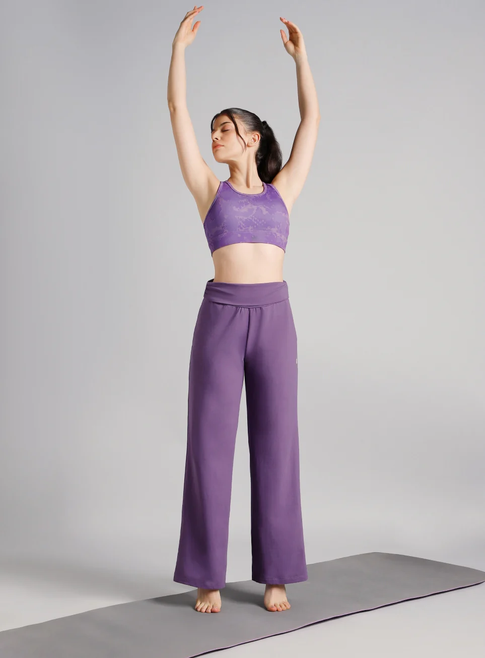 Women's Purple Flow Form Yoga Wide Leg Pants - Image 3