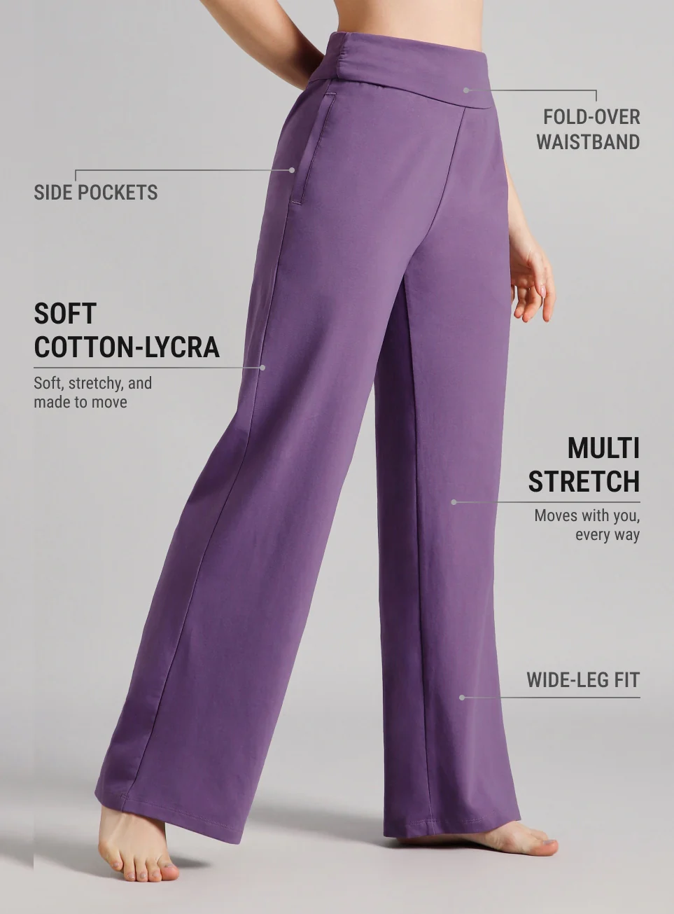 Women's Purple Flow Form Yoga Wide Leg Pants - Image 5