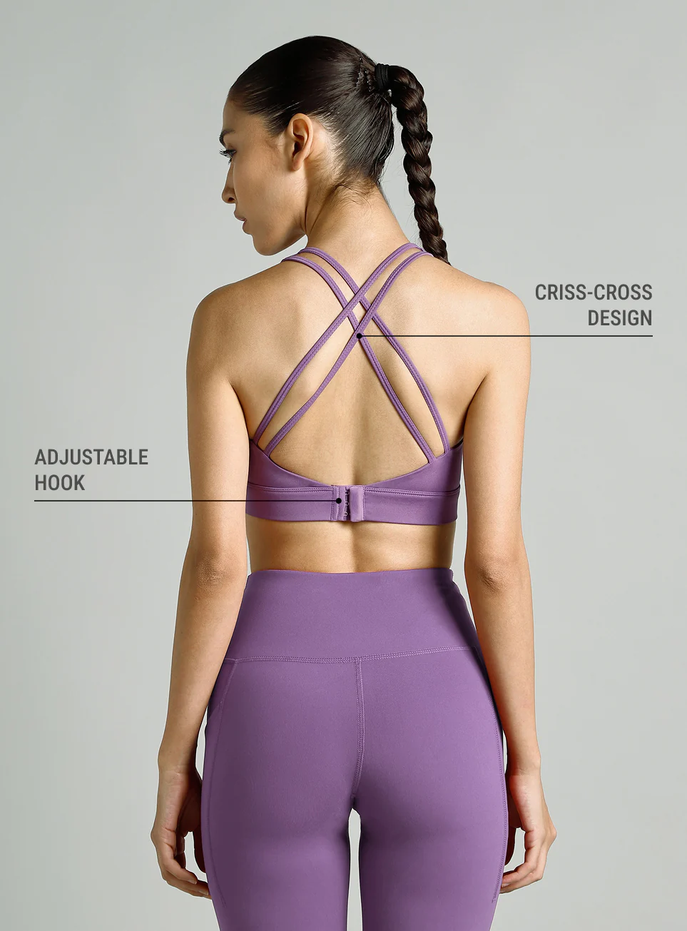 Women's Purple Flow Overlap Strap High Support Bra - Image 6
