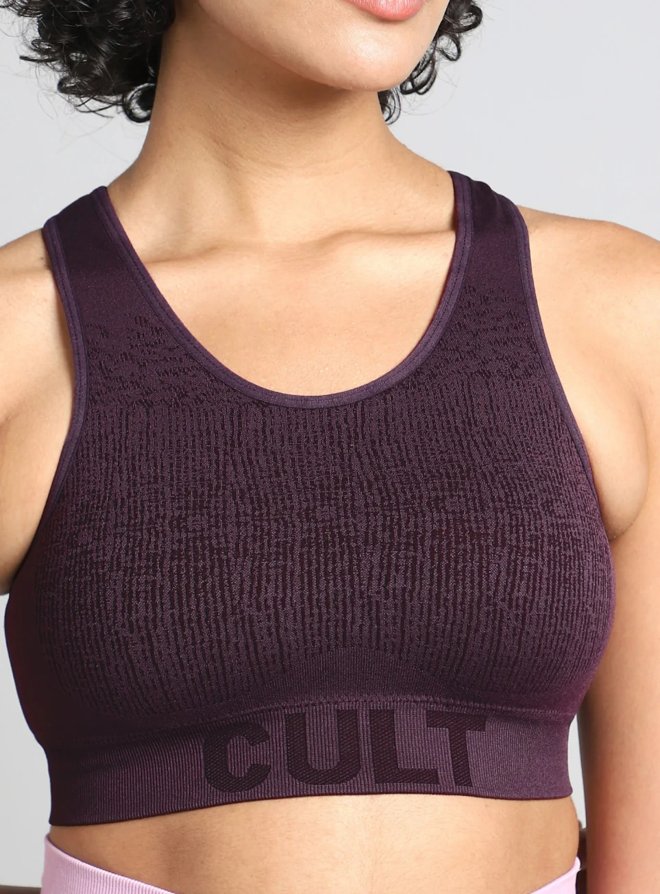 Women's Purple Medium Support Seamless Reversible Bra - Image 7