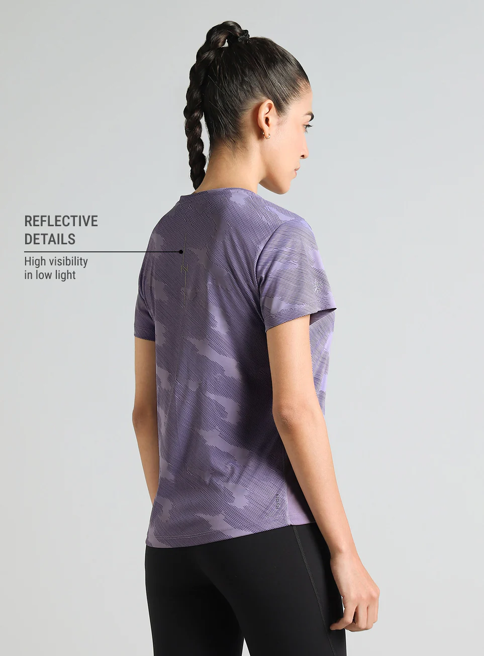 Women's Purple Urban Camo Running T-shirt - Image 6