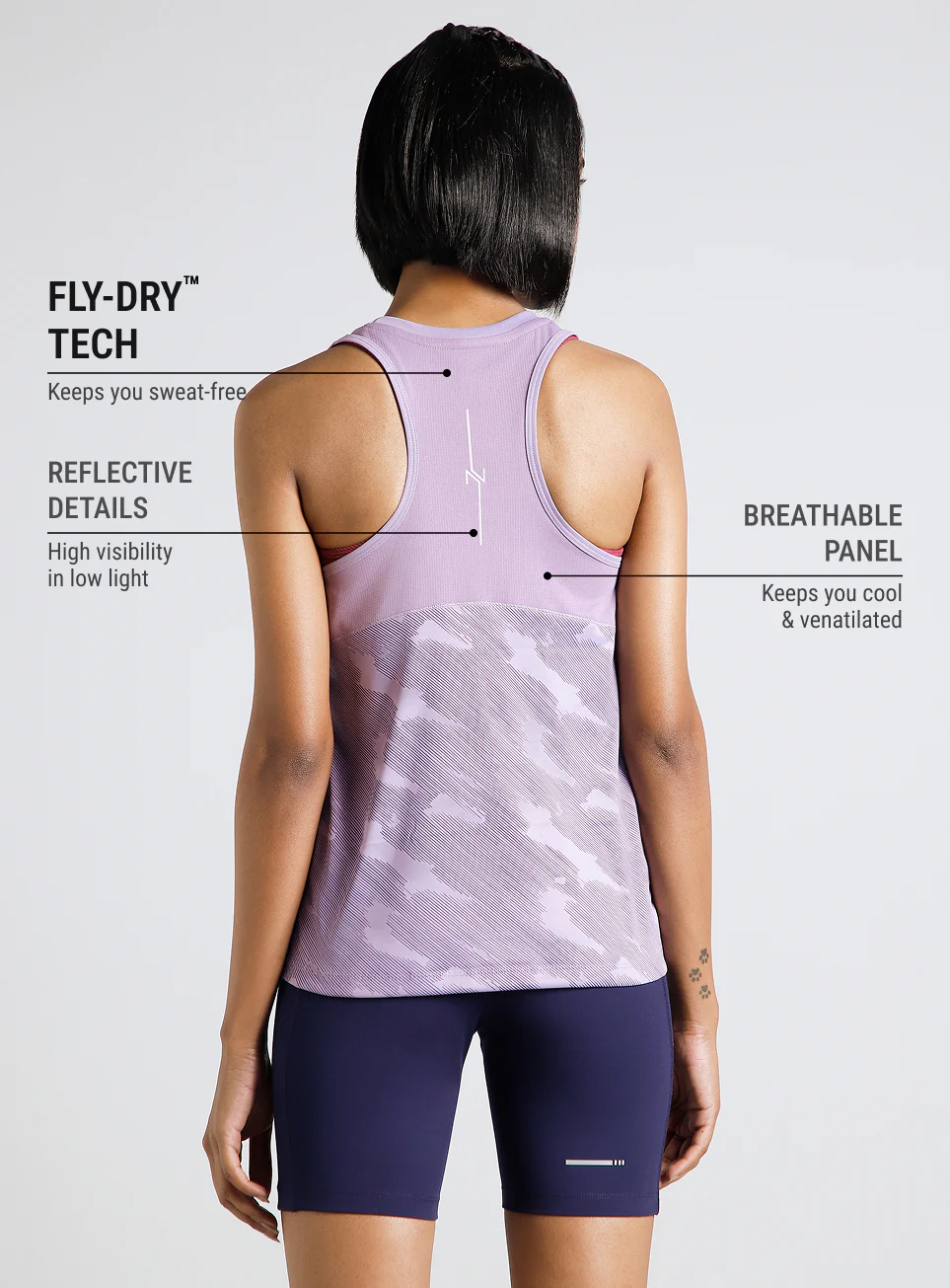 Women's Purple Urban Camo Running Tank Top - Image 6