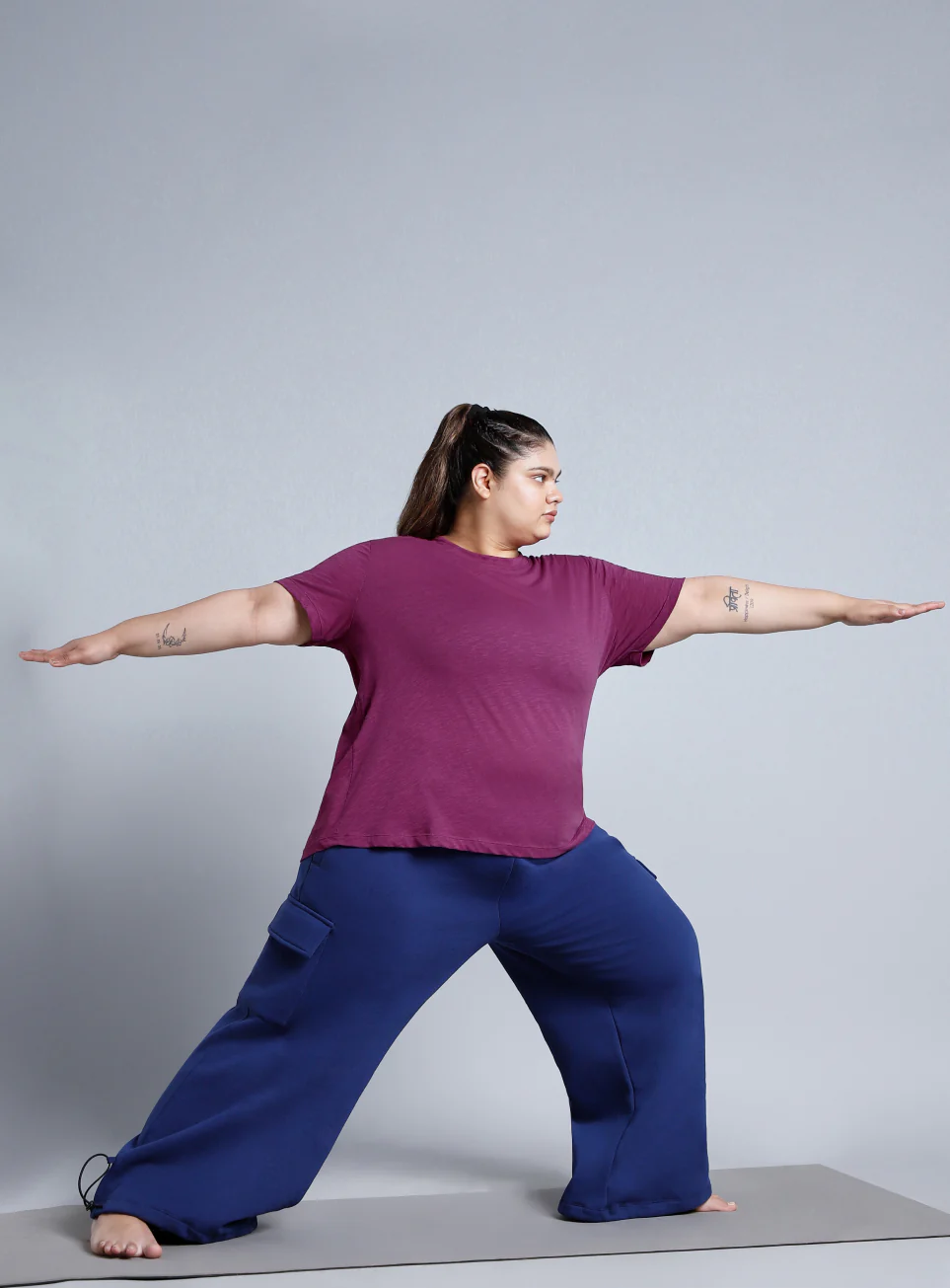 Women's Purple Yoga Flow Plus Size T-shirt - Image 2