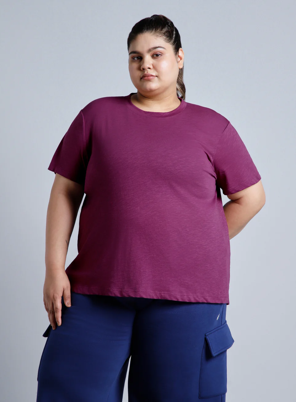 Women's Purple Yoga Flow Plus Size T-shirt - Image 4