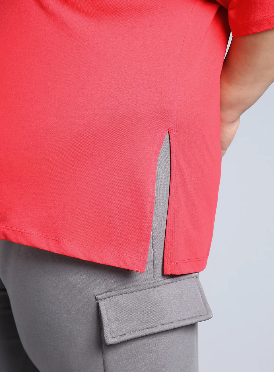 Women's Red Printed Oversized Fit Plus Size T-shirt - Image 8