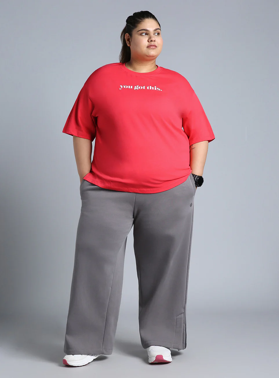 Women's Red You Got This Oversized Fit Plus Size T-shirt - Image 2