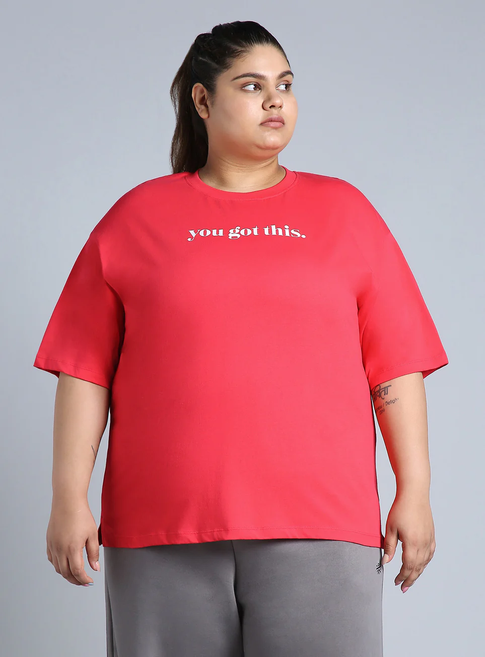 Women's Red You Got This Oversized Fit Plus Size T-shirt - Image 4