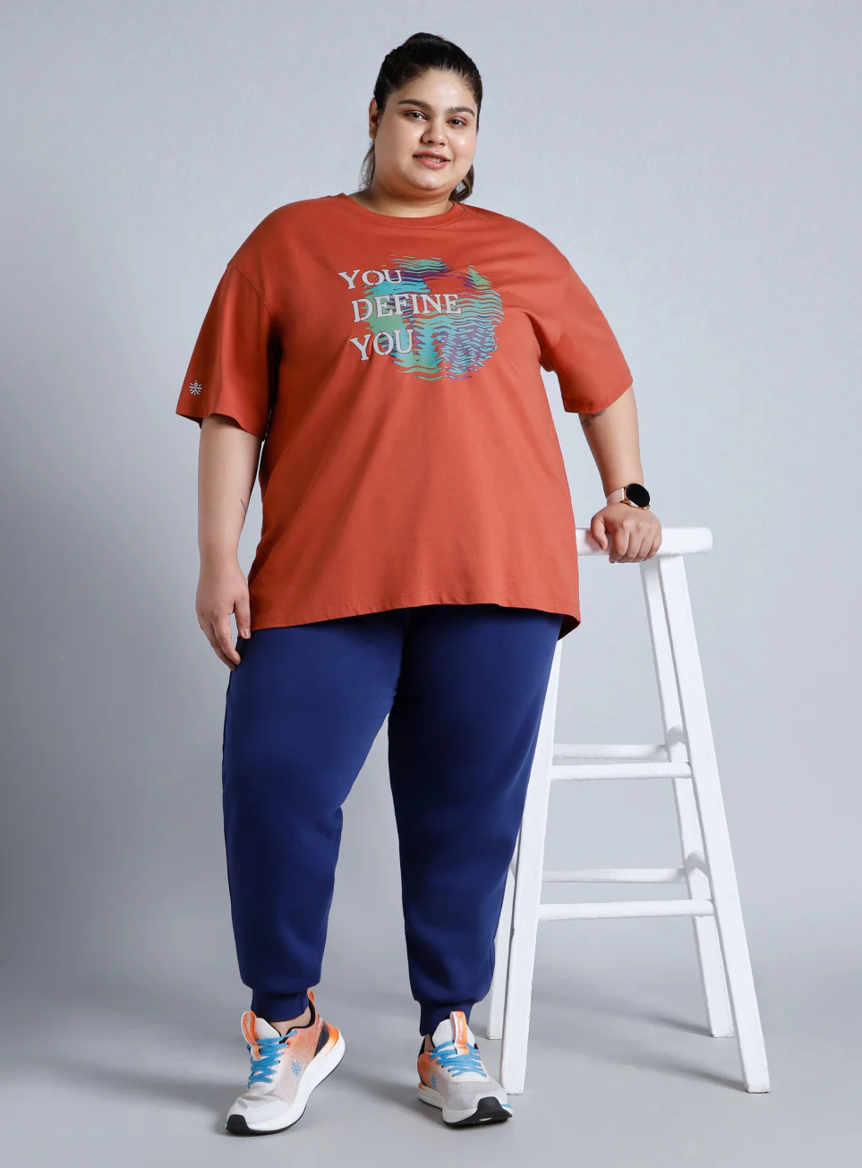 Women's Tan You Define You Back Overlap Plus Size Oversized T-shirt - Image 3