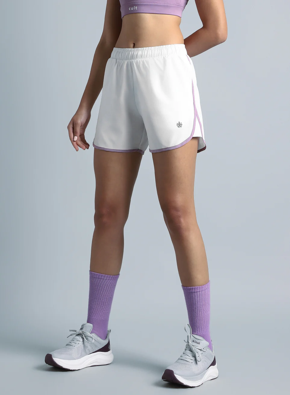 Women's White Pace Up Running Shorts