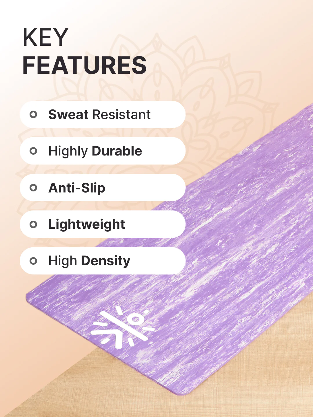 CULT TPE Yoga Mat 6mm with Carry Bag & Strap Eco-Friendly, Non-Slip, Lightweight & Durable Exercise Mat for Yoga, Pilates, Meditation & Home Workouts Lavender Marble Print - Image 4
